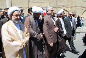 حضور آیت الله محسنی اراکی، عضو مجلس خبرگان رهبری در راهپیمایی روز قدس اراک