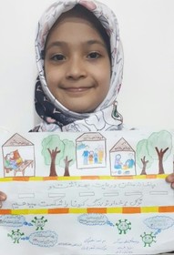 گزارش تصویری از شرکت کودکان و نوجوانان قمی در پویش نقاشی کرونا را شکست می دهیم