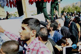 حضور مهدی رمضانی دبیرکل نهاد در مراسم تشییع پیکر دو شهید حمله دو شهید به حرم شاهچراغ (ع) در سفر استانی به کهگیلویه و بویراحمد