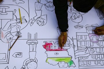 غرفه اداره کل کتابخانه های عمومی استان قم راهپیمایی 22 بهمن