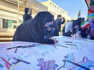 غرفه اداره کل کتابخانه های عمومی استان زنجان در مسیر راهپیمایی یوم الله ۲۲ بهمن