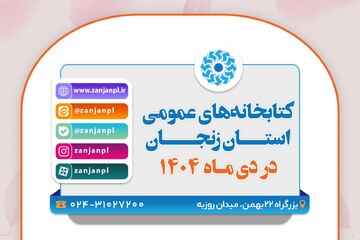 کتابخانه های عمومی استان زنجان در دی ماه1404