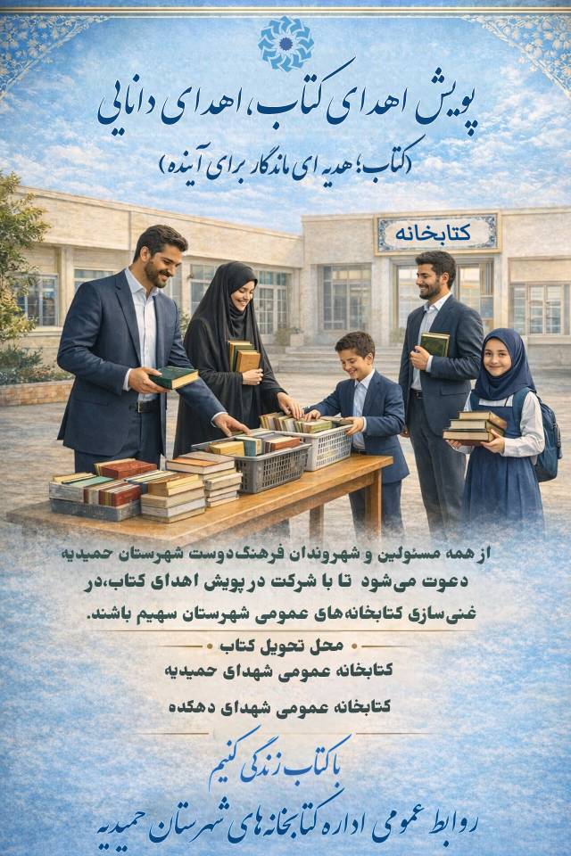 دعوت فرماندار حمیدیه به مشارکت گسترده شهروندان در پویش مردمی «اهدای کتاب، اهدای دانایی»