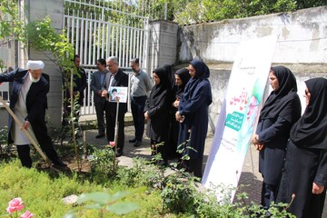 غرس نهال‌های مثمر در کتابخانه عمومی بشارت گرگان