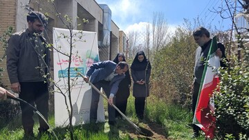 غرس نهال در پویش «باغ امین» در اداره کل کتابخانه‌های عمومی استان زنجان