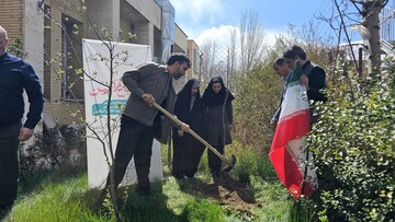 غرس نهال در پویش «باغ امین» در اداره کل کتابخانه‌های عمومی استان زنجان