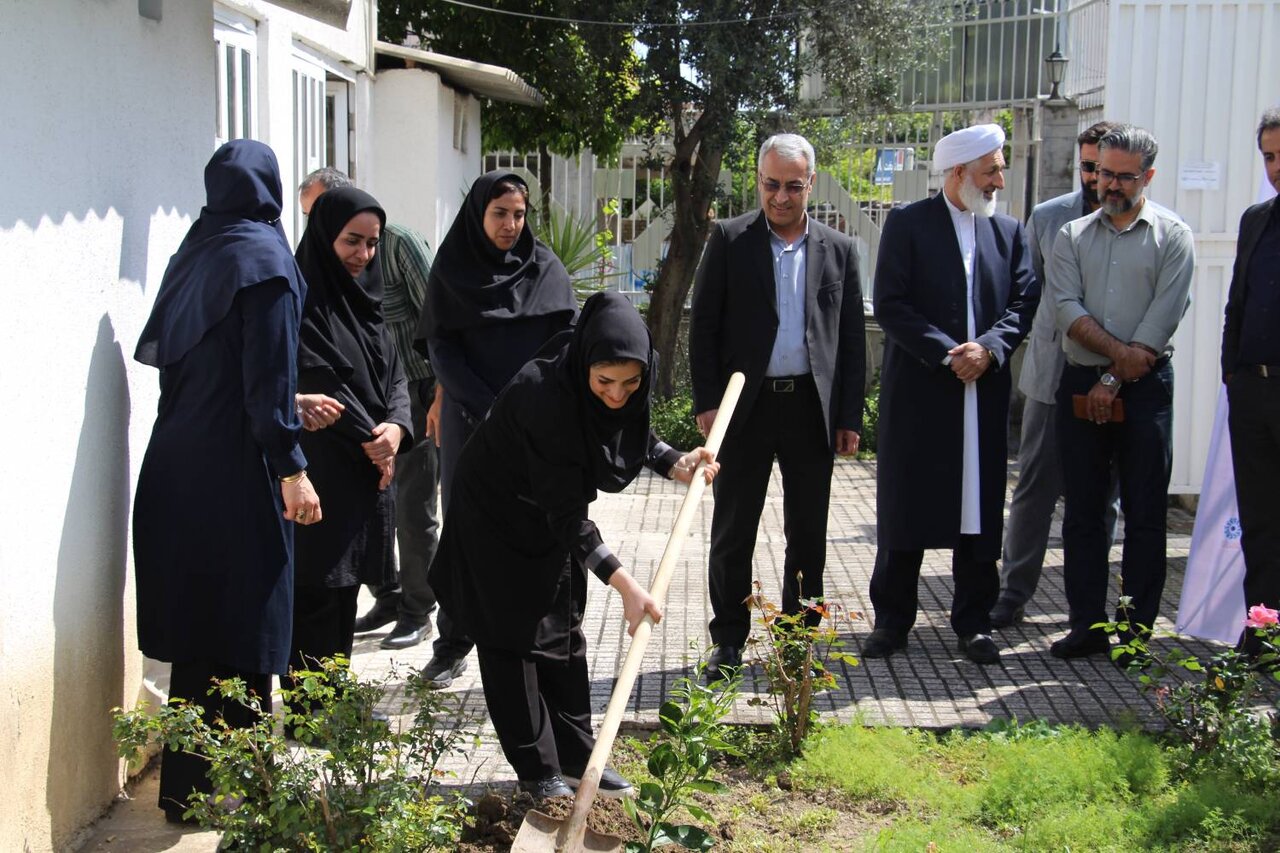 غرس نهالهای مثمر در کتابخانه عمومی بشارت گرگان همزمان با پویش ملی «باغ امین»