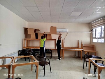 قاب‌های ماندگار از آماده‌سازی موکب «حسینیه کتاب» در مهران