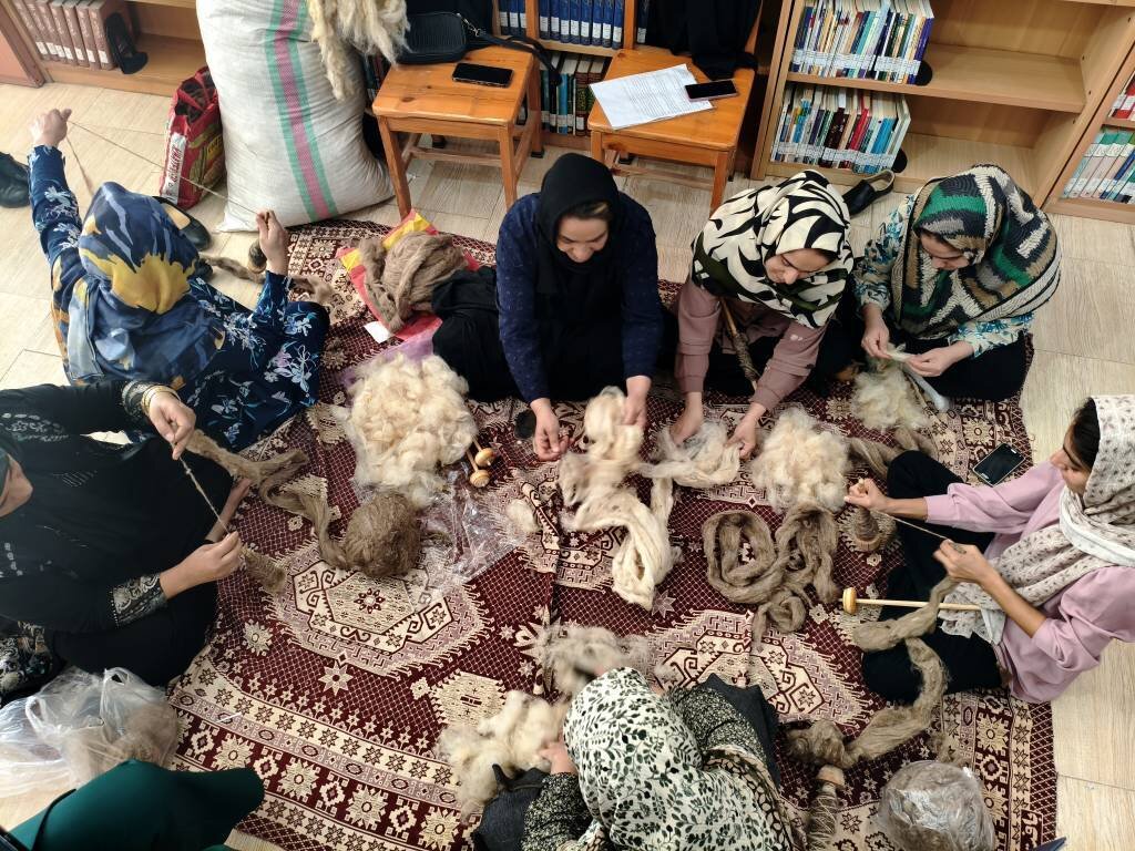 کارگاه کارآفرینی ریسندگی در کتابخانه مراد همتی نهاوند