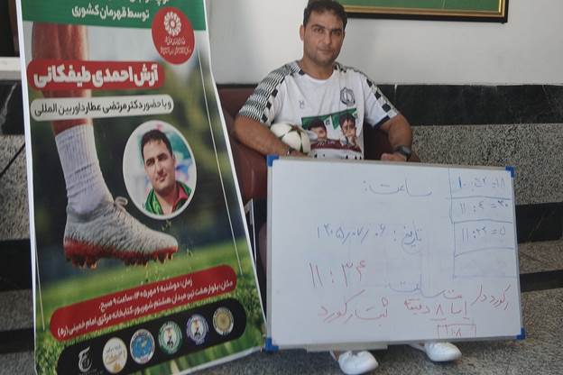 ثبت نوزدهمین رکورد جهانی آرش احمدی طیفکانی در کتابخانه مرکزی امام خمینی (قدس سره) مشهد